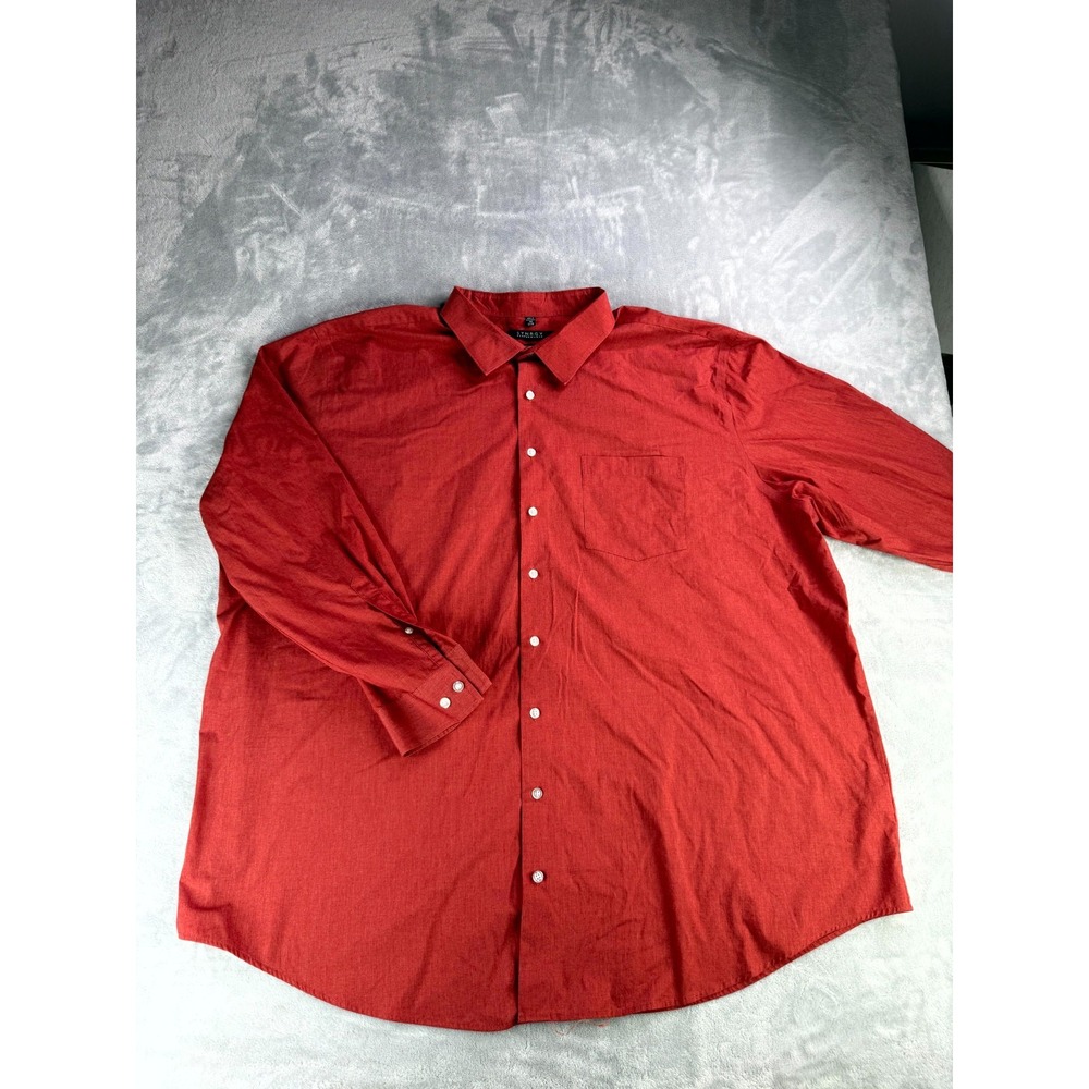 Synrgy Performance Dress Shirt Mens 20 37/38 Red Good Stretch Cotton Oxford